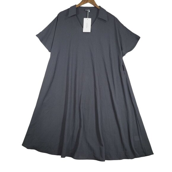 NWT Bloomchic Womens Plus Tent Midi  Dress US 14-16 Chiffon Black Short sleeve - Picture 1 of 9